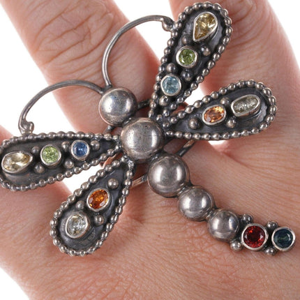 Darrin Livingston Navajo Sterling Semi - precious Gem Dragonfly ring - Estate Fresh Austin