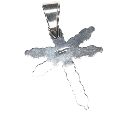 Darrin Livingston Navajo Sterling Sleeping Beauty turquoise Dragonfly pendant - Estate Fresh Austin