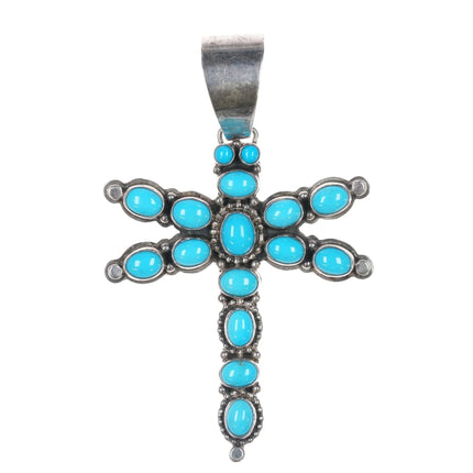 Darrin Livingston Navajo Sterling Sleeping Beauty turquoise Dragonfly pendant - Estate Fresh Austin