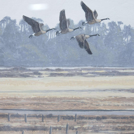 Dave Sellers Canada Geese at Elkhorn 1991 Painting San Jose California Artist - Estate Fresh Austin