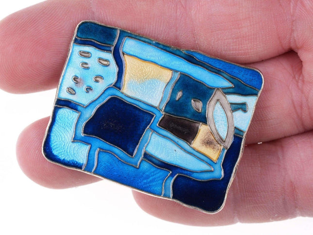 David Andersen Norway Sterling Enamel MCM Abstract pin - Estate Fresh Austin