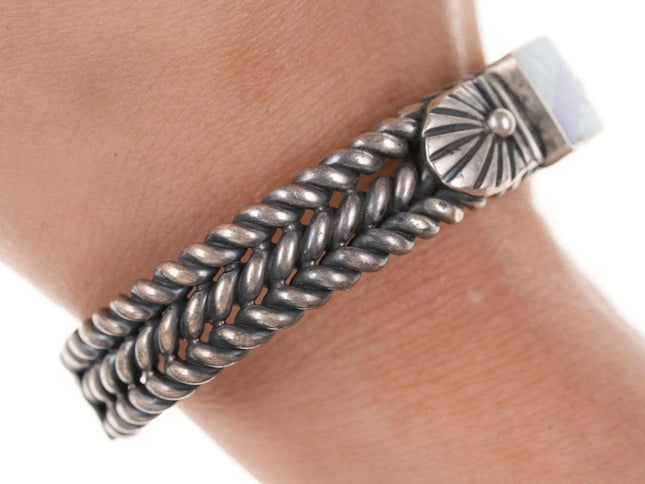 David Reeves navajo Sterling Spiderweb turquoise/lapis cuff bracelet - Estate Fresh Austin