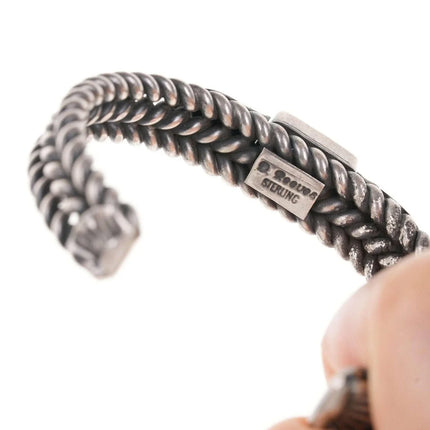 David Reeves navajo Sterling Spiderweb turquoise/lapis cuff bracelet - Estate Fresh Austin