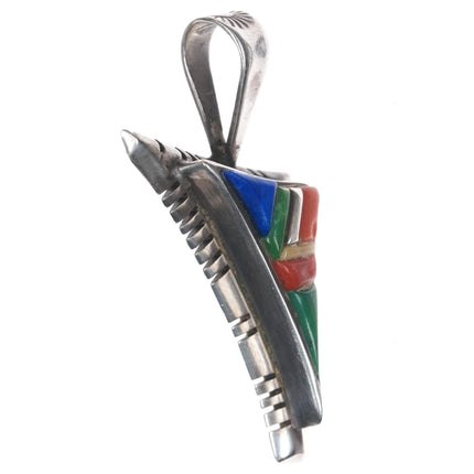 David Tune Creek/Navajo Sterling multi-stone cobblestone inlay pendant - Estate Fresh Austin