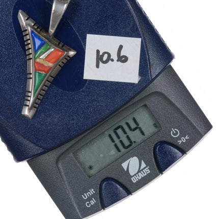 David Tune Creek/Navajo Sterling multi-stone cobblestone inlay pendant - Estate Fresh Austin