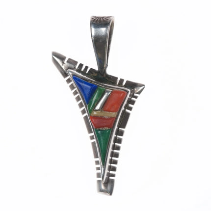 David Tune Creek/Navajo Sterling multi-stone cobblestone inlay pendant - Estate Fresh Austin