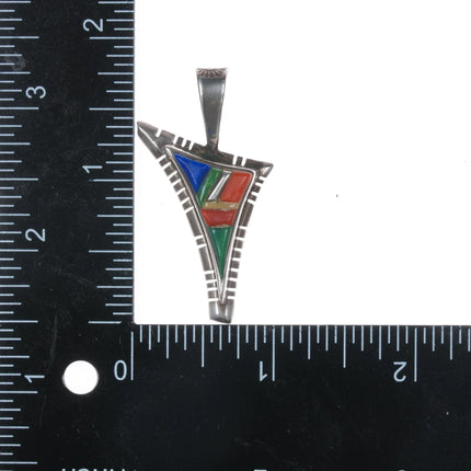 David Tune Creek/Navajo Sterling multi-stone cobblestone inlay pendant - Estate Fresh Austin