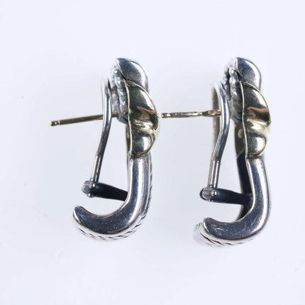 David Yurman 14K Yellow Gold Sterling Silver Double "X" Twisted Cable earrings - Estate Fresh Austin