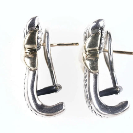 David Yurman 14K Yellow Gold Sterling Silver Double "X" Twisted Cable earrings - Estate Fresh Austin
