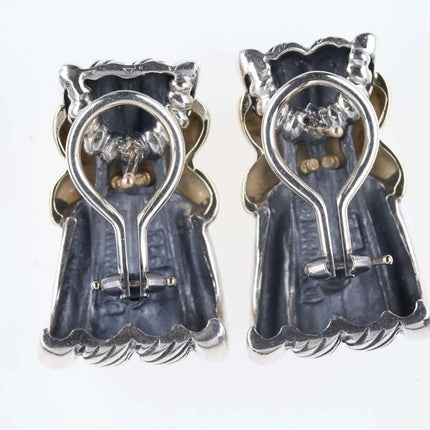 David Yurman 14K Yellow Gold Sterling Silver Double "X" Twisted Cable earrings - Estate Fresh Austin