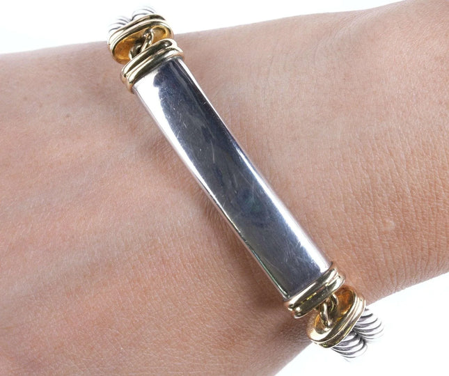 David Yurman 18k Gold 925 Sterling Silver Cable Bangle bracelet - Estate Fresh Austin