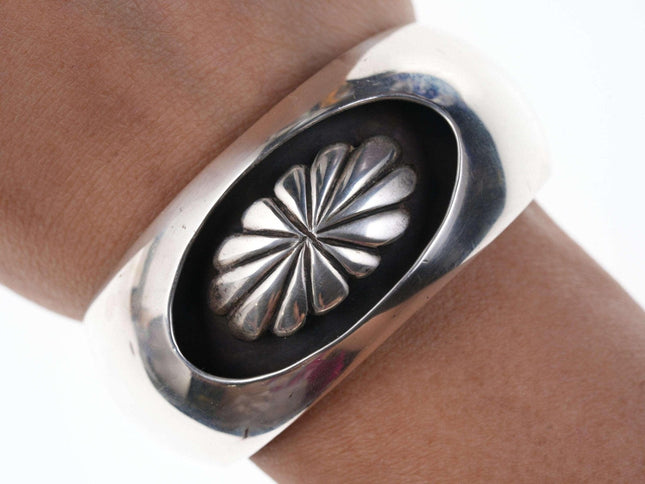 Dawn Lucas Native American sterling silver shadowbox cuff bracelet - Estate Fresh Austin