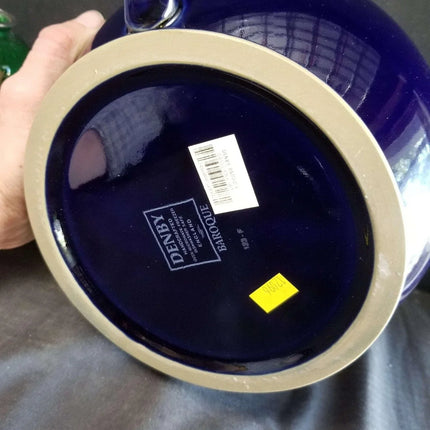 Denby Baroque Cobalt Blue Art Nouveau Covered Casserole 2 qt England Discontinue - Estate Fresh Austin