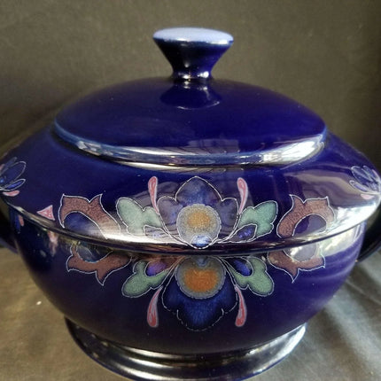 Denby Baroque Cobalt Blue Art Nouveau Covered Casserole 2 qt England Discontinue - Estate Fresh Austin