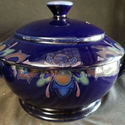 Denby Baroque Cobalt Blue Art Nouveau Covered Casserole 2 qt England Discontinue - Estate Fresh Austin