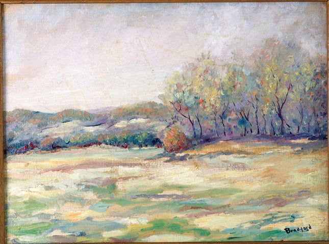 Dewey Bradford (1896 - 1985) Austin Texas Landscape c1920's Oil on Canvas Board - Estate Fresh Austin