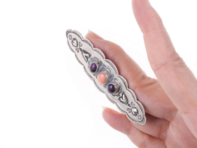 Don Lucas Southwestern sterling coral, and Sugilte Hatpin - Estate Fresh Austin