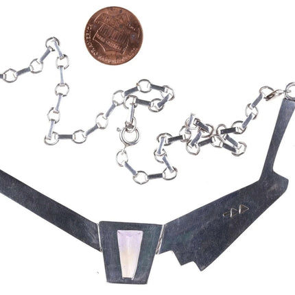 Doug Nava Taos/Apache Sterling silver multistone Channel inlay Necklace - Estate Fresh Austin