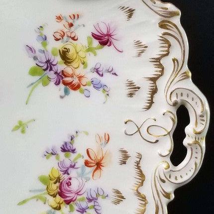 Dresden Pierced Floral Cake Plate Hand Painted Rosenthal 11 5/8" wide x 1.75" de - Estate Fresh Austin