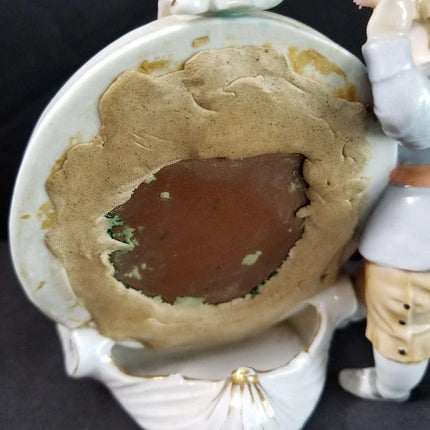 Dresden Porcelain Mirror With Boy Encrusted Flowers Ring Holder Whimsical 19th c - Estate Fresh Austin