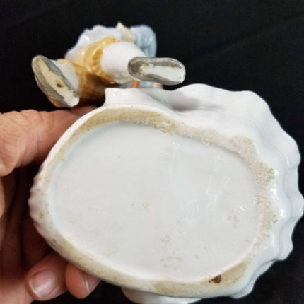 Dresden Porcelain Mirror With Boy Encrusted Flowers Ring Holder Whimsical 19th c - Estate Fresh Austin