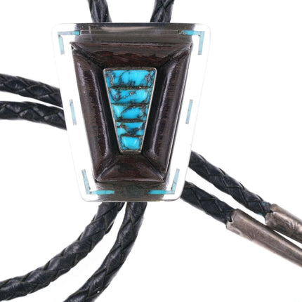 Dudley Yazzie Navajo Sterling, Cobblestone turquoise, ironwood, and Channel inla - Estate Fresh Austin