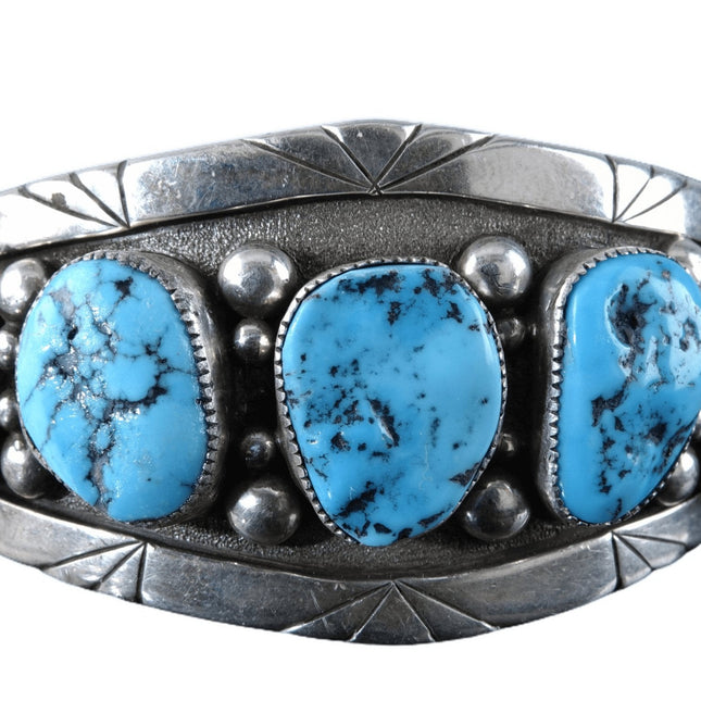 Eagle Boy Jemez Pueblo Sterling and Turquoise Cuff Bracelet - Estate Fresh Austin