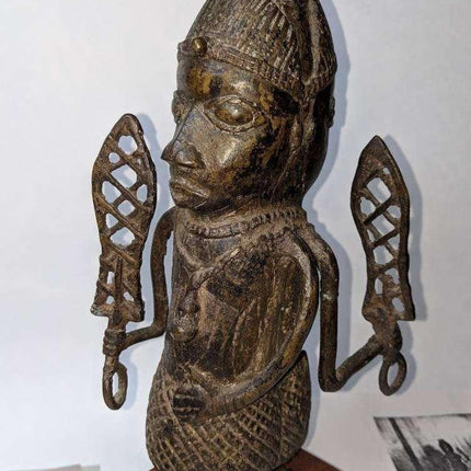 Early African Benin Kingdom Bronze Double Warrior Figure Nigeria Bini - Estate Fresh Austin