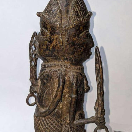 Early African Benin Kingdom Bronze Double Warrior Figure Nigeria Bini - Estate Fresh Austin