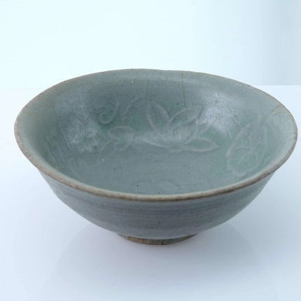 Early Celadon Stoneware Tea Bowl with Lotus Decoration - Estate Fresh Austin