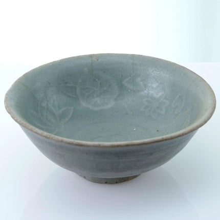 Early Celadon Stoneware Tea Bowl with Lotus Decoration - Estate Fresh Austin