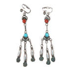 Early Lee & Mary Weebothee Zuni sterling coral, and turquoise earrings - Estate Fresh Austin
