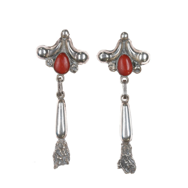 Early Lee & Mary Weebothee Zuni sterling coral earrings - Estate Fresh Austin