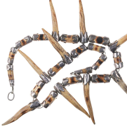 Early Native American Sterling and Deer Antler Necklace - Estate Fresh Austin