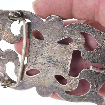Early Tufa Cast Native American Turquoise/sterling belt buckle - Estate Fresh Austin