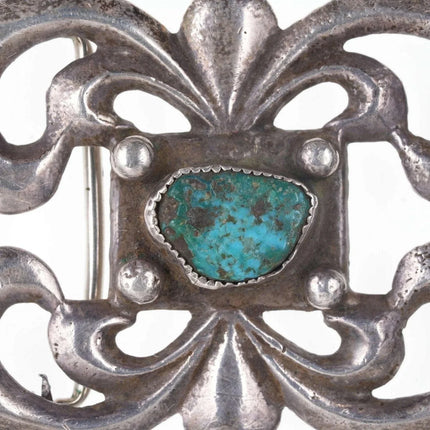 Early Tufa Cast Native American Turquoise/sterling belt buckle - Estate Fresh Austin