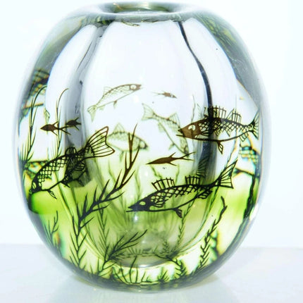 Edward Hald (1883-1980) for Orrefors, Graal Fish Vase 1963 Mid century Modern - Estate Fresh Austin