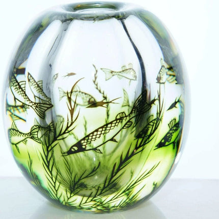 Edward Hald (1883-1980) for Orrefors, Graal Fish Vase 1963 Mid century Modern - Estate Fresh Austin