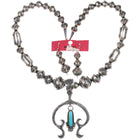 EL Billah Navajo sterling beaded necklace with turquoise naja pendant - Earrings - Estate Fresh Austin