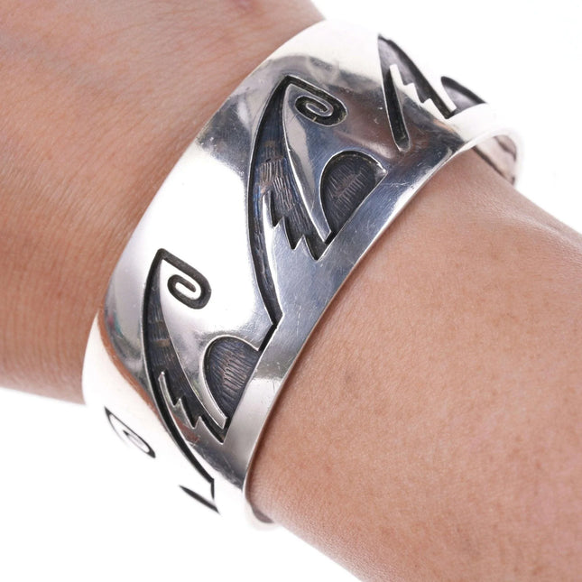 Eldon Kalemsa Siwingyumptewa Sr Hopi Overlay Bracelet - Estate Fresh Austin