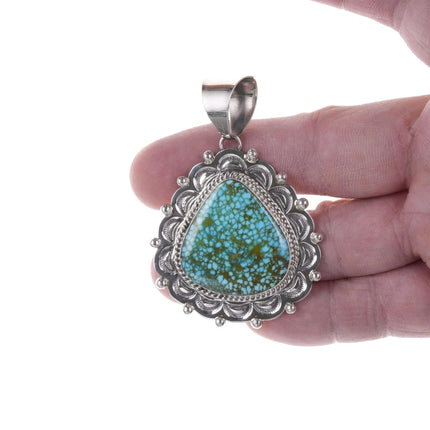 Ella M Linkin Navajo Sterling and waterweb turquoise pendant - Estate Fresh Austin