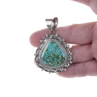 Ella M Linkin Navajo Sterling and waterweb turquoise pendant - Estate Fresh Austin