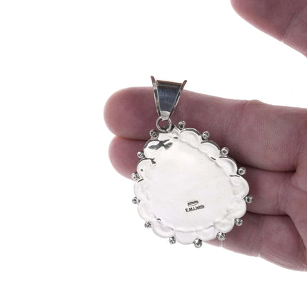 Ella M Linkin Navajo Sterling and waterweb turquoise pendant - Estate Fresh Austin