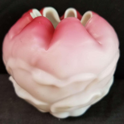 Embossed Leaf Victorian Pink Cased Art Glass Rose Bowl late 19th century - Estate Fresh Austin