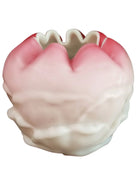 Embossed Leaf Victorian Pink Cased Art Glass Rose Bowl late 19th century - Estate Fresh Austin