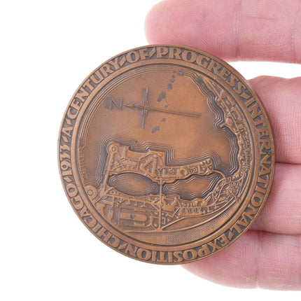 Emil Zettler (1878-1946) 1933 Chicago worlds fair bronze medallion - Estate Fresh Austin