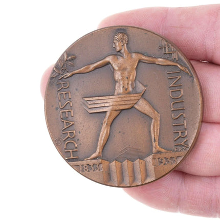 Emil Zettler (1878-1946) 1933 Chicago worlds fair bronze medallion - Estate Fresh Austin