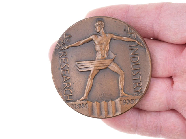 Emil Zettler (1878-1946) 1933 Chicago worlds fair bronze medallion - Estate Fresh Austin