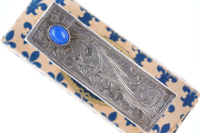 Engraved Italian 800 Silver Lipstick Case Vintage Holder w/ Mirror Compact b - Estate Fresh Austin