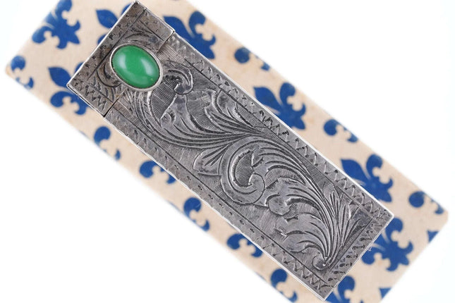 Engraved Italian 800 Silver Lipstick Case Vintage Holder w/ Mirror Compact w - Estate Fresh Austin